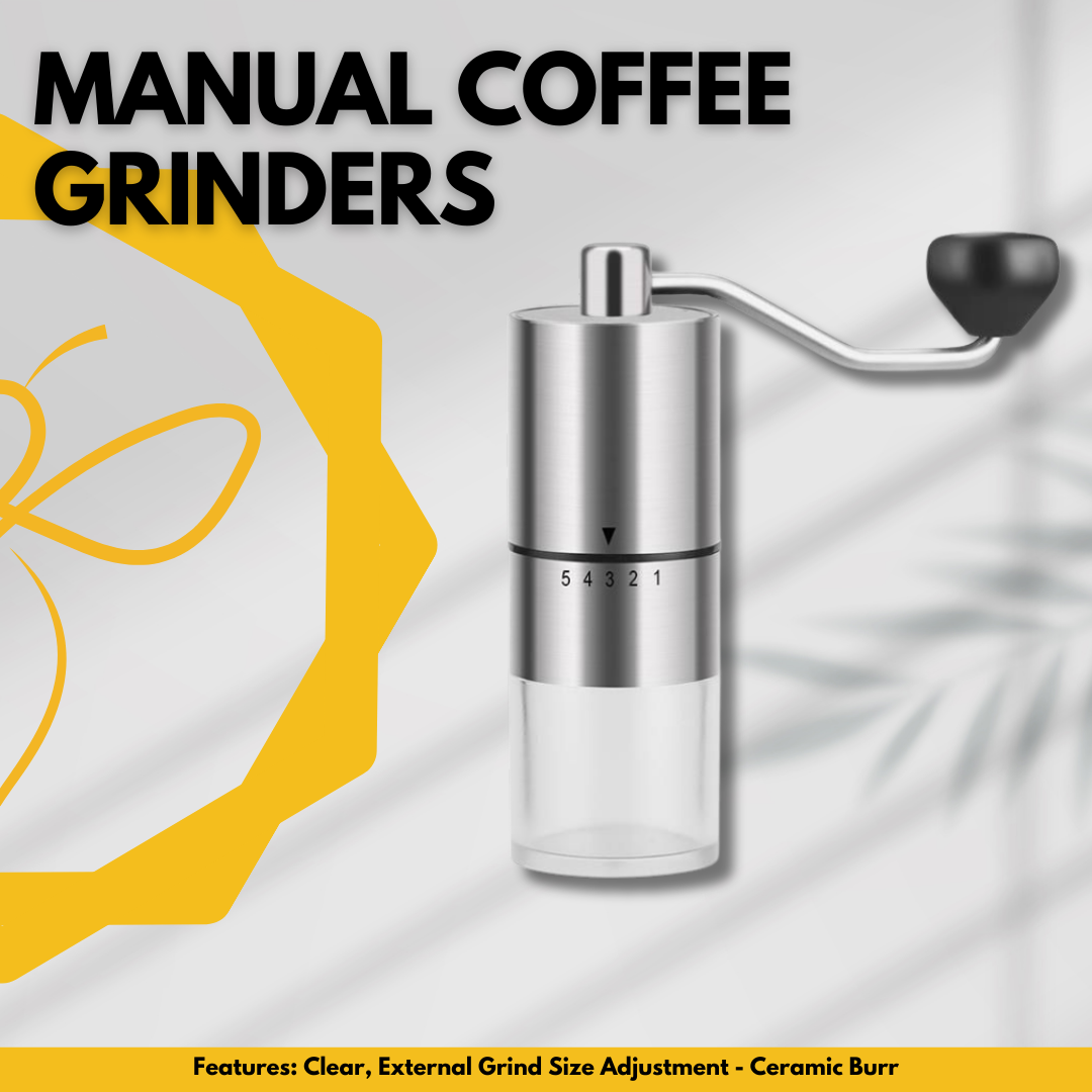 GossipBee's Manual Coffee Bean Grinder With Exterior Adjustable Grind Size